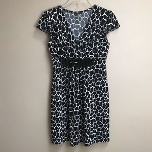 MSK Petite Vintage Black White Print Dress Size 8P